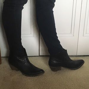 SALE Black Leather Cowboy Boots